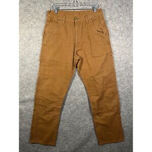 Key Industries Mens Double Front Logger Pants Brown Cotton Duck Canvas 33x32